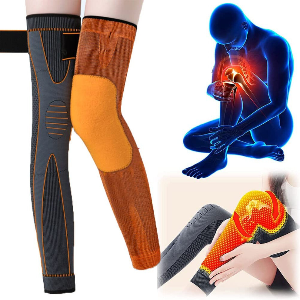 Orange Tourmaline Selfheating Knee Sleeve Xxl With Acupressure Zones And Soft Cashmere For Pain Relief