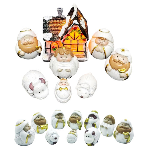 LED-Weihnachtskrippe, Kunstharz, Bastelornamente-Hausstil ohne 1