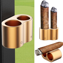 Golf Cart Cigar Holder Magnetic DualSlot, Heavy Duty Metal for 36–60 Ring Gauge, OneHand Use with Travel Pouch