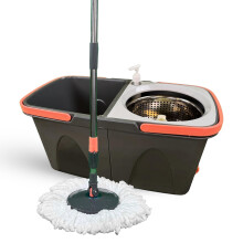 Spin Mop and Bucket Set with 360 Rotating Microfiber Head, Splash Design for All Floor Types