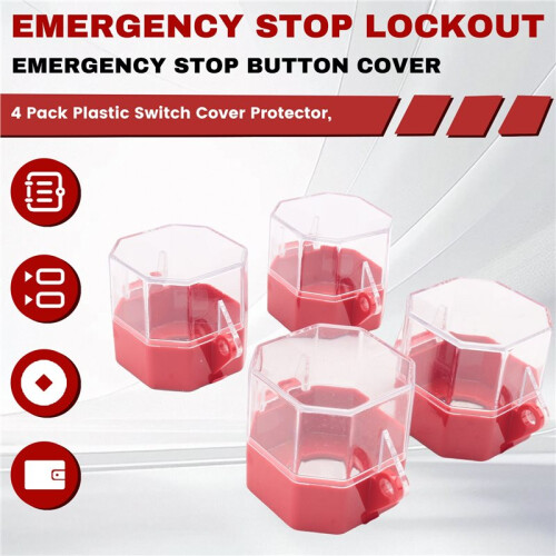 Emergency Stop Button Cover, 4 Pack Plastic  Cover Protector, Toggle  Push Button  Lockout Cover 2