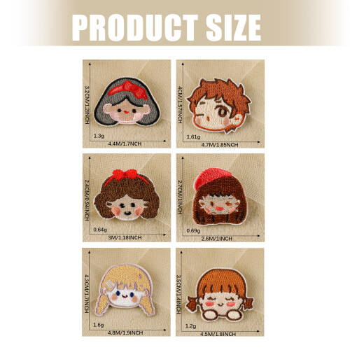 6Pcs Cartoon Iron On Polyester Patches Decorative Adhesive 2