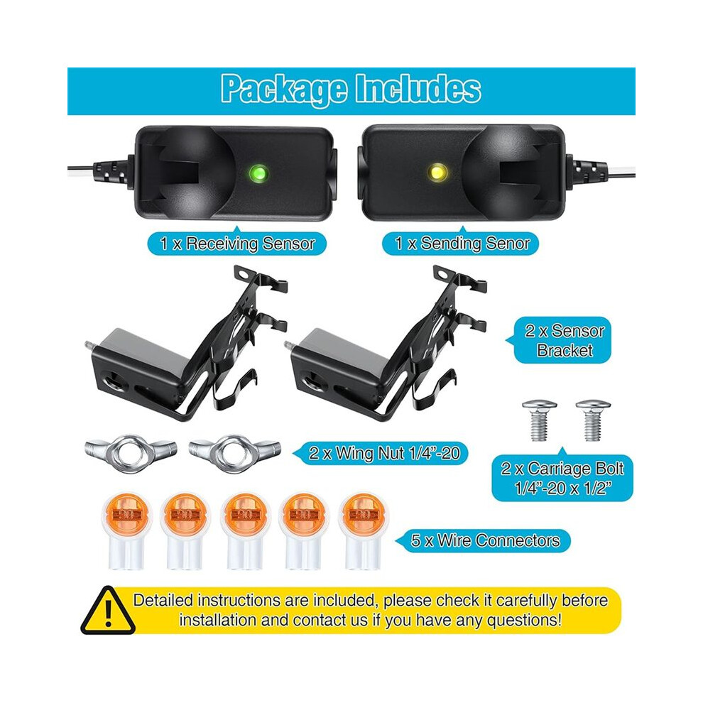 Safety Sensor With Bracket Replacement For 41A5034, Safety Sensor Eyes With Garage Door Sensors Bracket Compatible 6031259390172