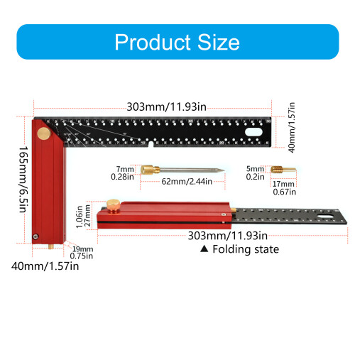 Collapsible Measuring Tool with Invisible Scribing Pin & 2