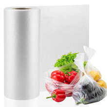 12x16 Clear Food Storage Bags Roll, 350 Count Disposable Plastic Produce Bags for Vegetables and Bread