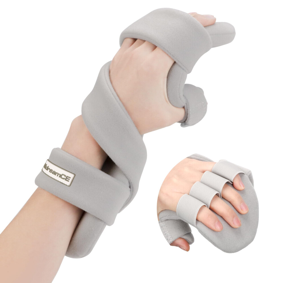 Leftside Resting Hand Splint and Carpal Tunnel Wrist Brace with Finger Separators for Stroke Recovery
