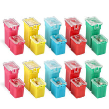 Kit Surtido de 20 Fusibles para Automóvil, Fusibles en Forma de Caja de Perfil Alto/Estándar y Bajo para Camionetas, Automóviles, Vehículos