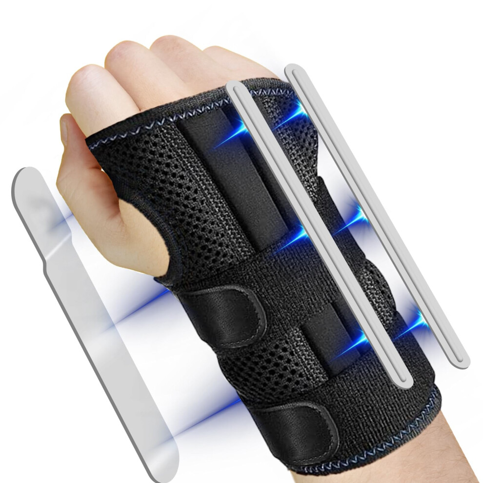 Wrist Brace for Carpal Tunnel with Triple Support, Adjustable Breathable Wrist Support for Right Hand