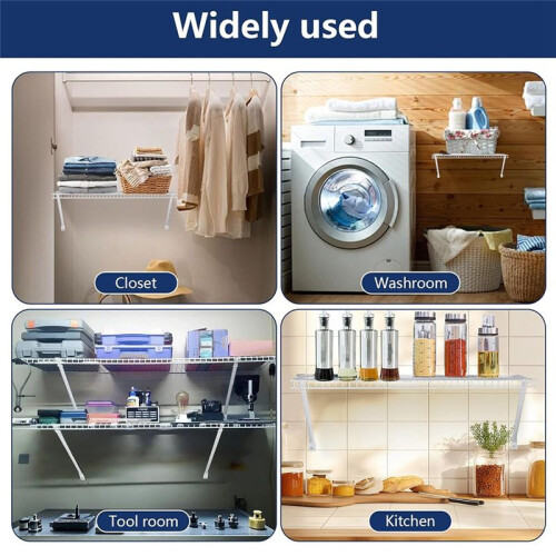 12 Inch Wire Shelf Brackets Set, Includes 6 Wire Shelf Clips and 2 End Brackets,Suitability for Wardrobe 1