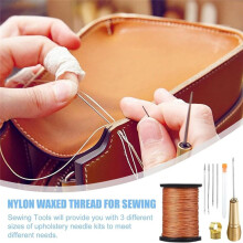 GenericLeather Tool Set Repair Kit,3pcs Canvas Leather Sewing Awl Needles, 50m Nylon Cord Thread and 2 Thimbles