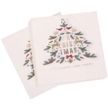 Christmas Paper Napkins 33cm White Frosty Tree 2Ply Disposable Holiday Table Decorations 20pcs