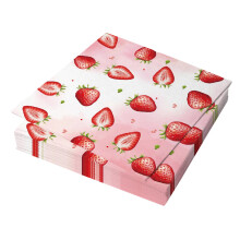 Strawberry Paper Napkins 20Pcs Strawberry Party Decorations 6.5x6.5in Disposable Cocktail Size