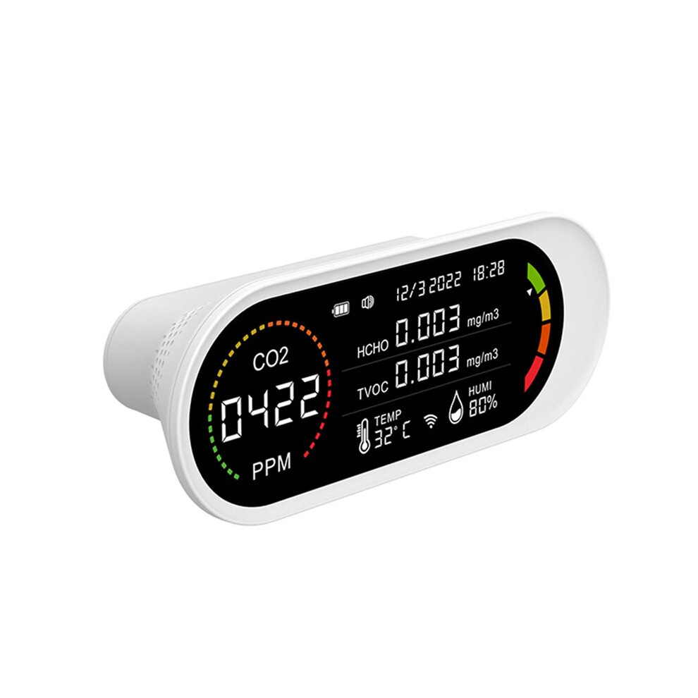 Tauoh 5 In 1 Air Quality Detector Tvoc Hcho Co2 Meter Carbon Dioxide Temperature Humidity Testing Air Quality Monitor