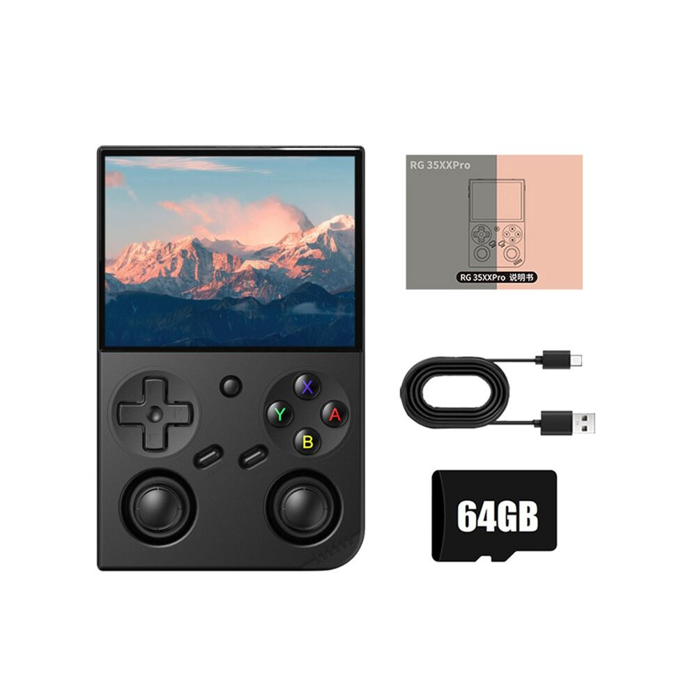 Rg35xx Pro Video Game Console 3.5In Ipsscreen Linux 64Gb 5000+Games Support Tv Output Game Player Support 30+Emulators A Black 6033799425536