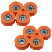 8Pcs 6X30X13mm Plastic Coated Sealed Bearings Steel 606Z Deep U Guide Pulley Rail Rolling Bearing Wheel