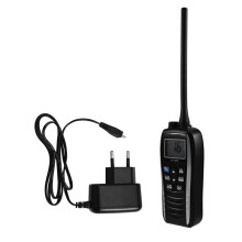 2X IC-M25 Walkie Talkie, Maritime Waterproof VHF Floating Handheld, LCD Display, and Waterproof EU Plug
