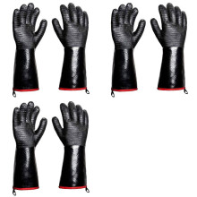 6X BBQ-Handschoenen - 1472F Dikkere Hittebestendige Handschoenen met S-Haak 14 Inch Keukenovenwanten Waterdichte Grillhandschoenen