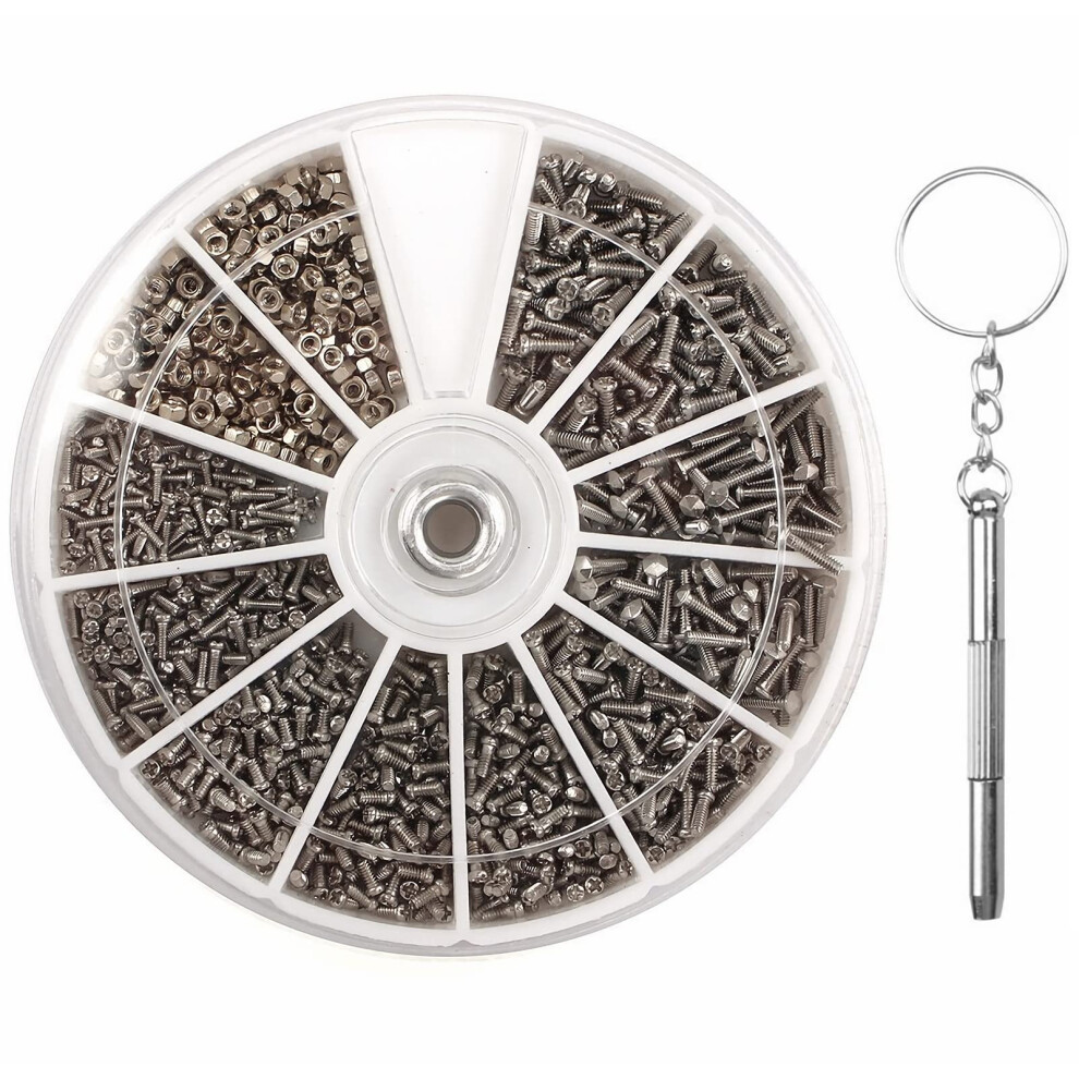 1000Pcs Sunglasses Kit With Multiple Screw Sizes And Precision 3Way Screwdriver For Eyeglass 9092120031874