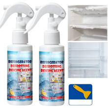 2PCS Fridge Freezer Defrosting Spray with Scraper, Fast Ice Removal and Odor Control Formula