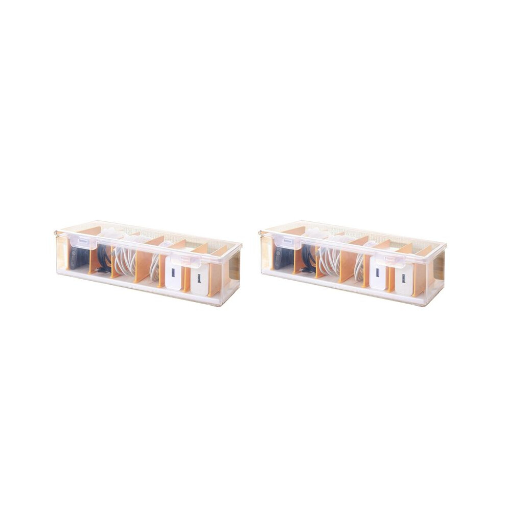 2X Clear Cable Organizer Box With Lid, Charger Cable Cord Storage Organizer, Office Desk Organizers, Multifunctional 6033533253197