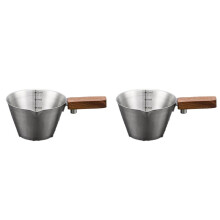 2X Tasse à Mesurer Expresso 120 Ml avec Échelle, Tasse à Café en Acier Inoxydable, Manche en Bois, Outil pour la Préparation Précise Du Café B