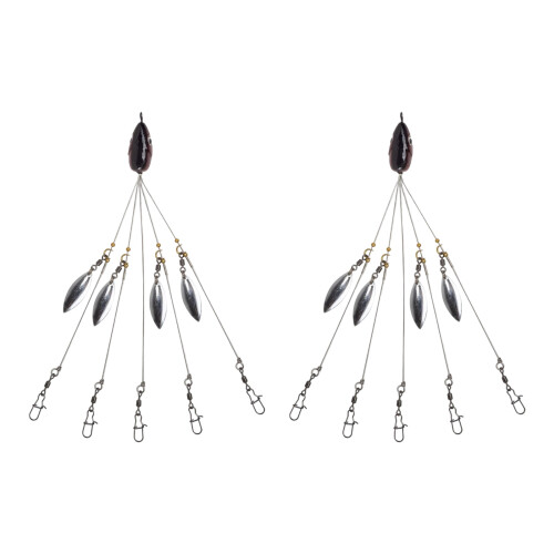2Pcs 5 Arm Rig Head Swimming Baits Fishing-Red mesh pattern