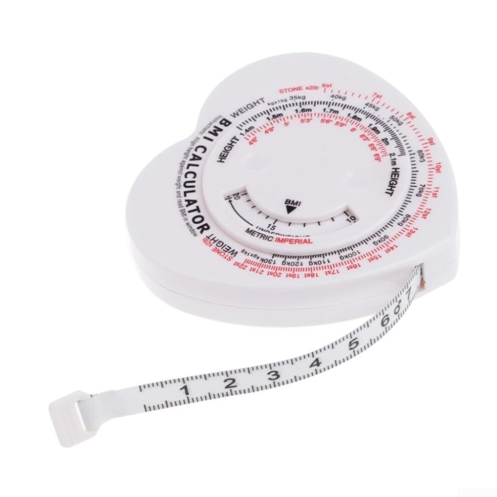 Body Measuring Tape 1.5m with Push Button Retraction and Builtin BMI Scale for Body Measurements