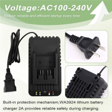 Chargeur de Batterie au Lithium WA3924 2A pour Outil Électrique à Batterie 20V Prise Américaine