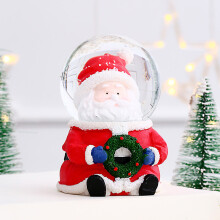 Musikalische Schneekugel mit Beleuchtung, Weihnachtsdekoration mit farbwechselnden warmen LED-Lichtern, handbemaltes Kunstharz und Glasimitat