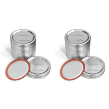 Canning Lids Regular Mouth for /Kerr Jars, Split-Type Metal Mason Jar Lids with Silicone Seals, Silver, 56 PCS