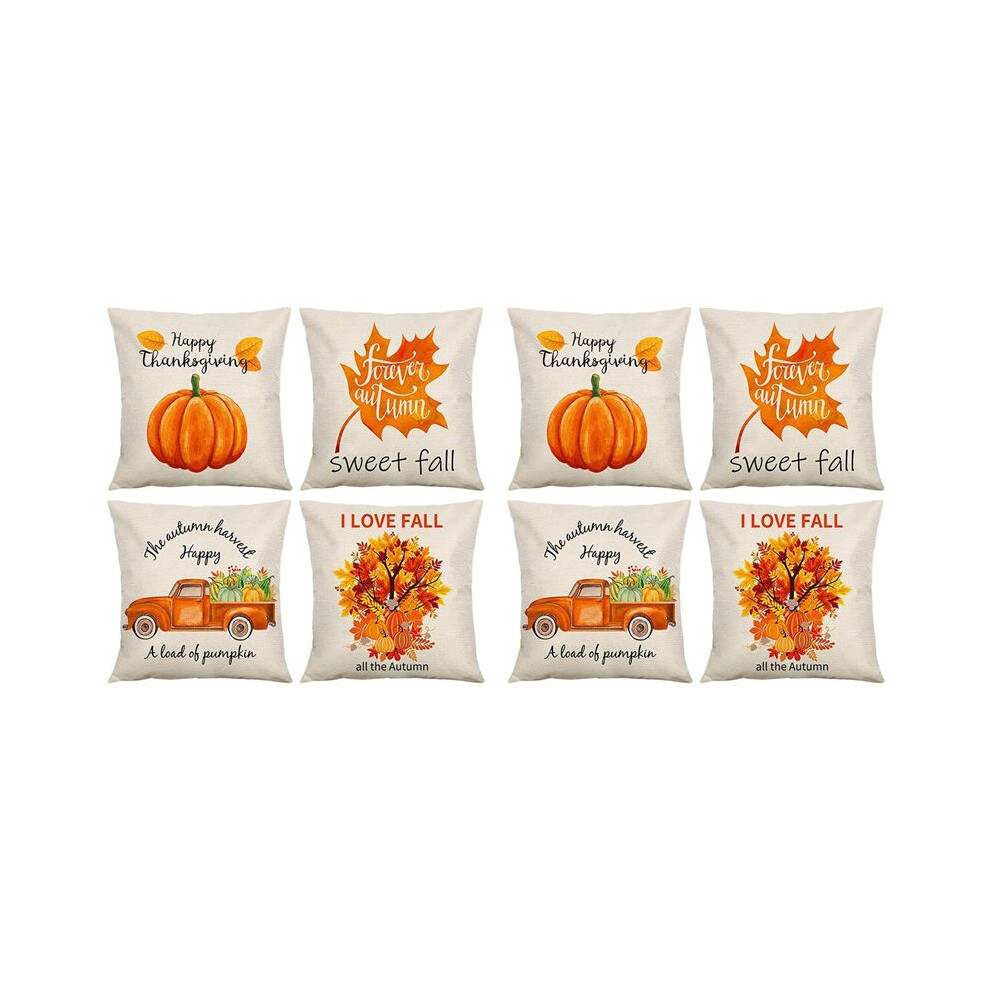 Semoic Pillow Covers For Fall Decor 18X18 Set Of 8, Farmhouse Autumn Decorations, Thanksgiving Home Decor Throw Pillows