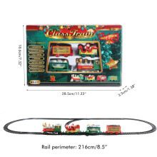 Conjunto de trem de Natal com luzes e sons, locomotiva elétrica a bateria com trilhos modulares, brinquedo de trem com design de Papai Noel.