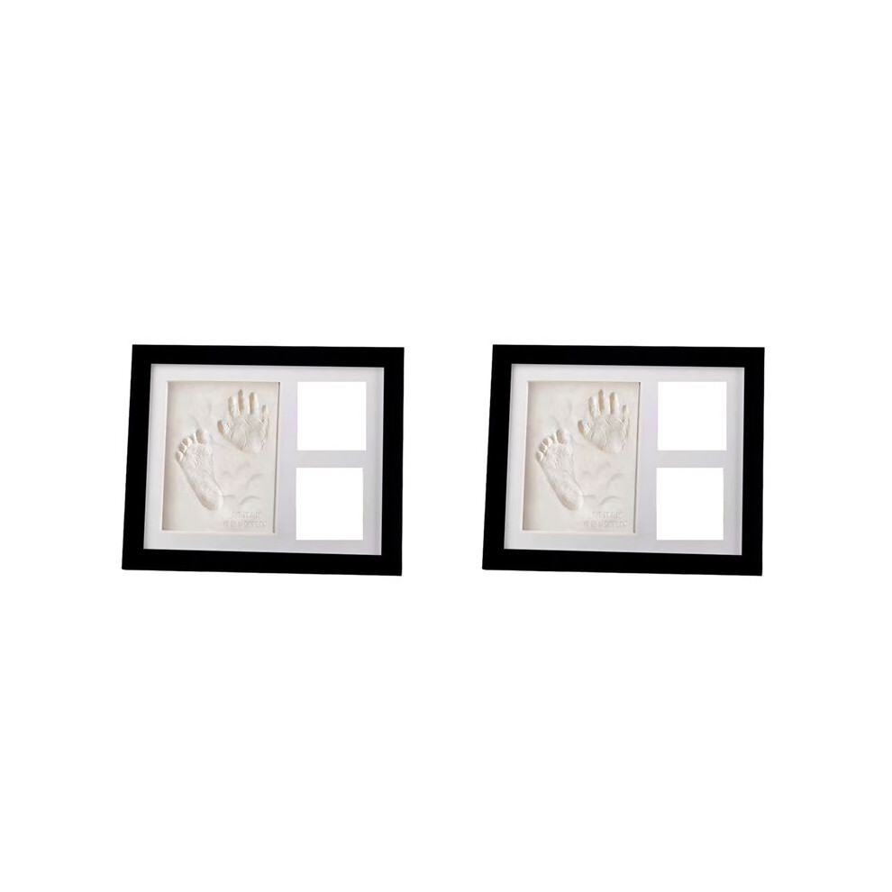 2X Baby Clay Handprint And Footprint Kit - Baby Shower Gifts And Perfect Nursery Room Decoration Black
