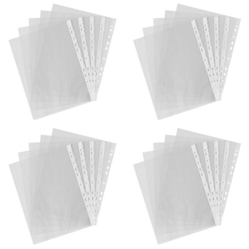 400St A4 PP Stansade Punchfickor Mappar Arkivering Plånböcker Ärmar Väska Transparent 0,03Mm