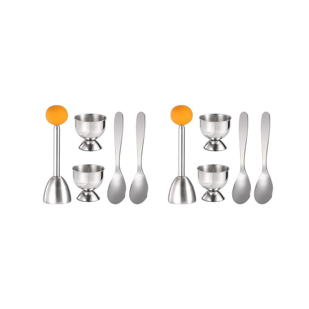 Egg Cracker Topper Set Soft Hard Boiled Eggs Separator Tool 4 Egg Cups,4 Metal Spoons&2 Soft Boiled Egg Cutter Or Opener 4712562058967