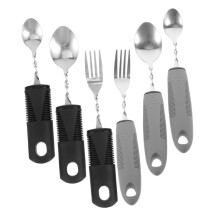 Adaptive Utensils 6 Piece Set with Weighted Ergonomic Non Slip Handles for Elderly and Tremors