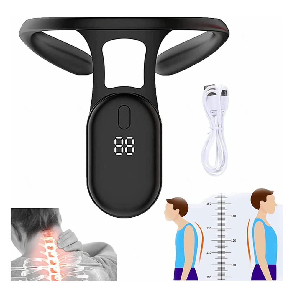 Black Vibration Posture Corrector With Gentle Alerts For Back Support, Discreet Wearable Trainer,
