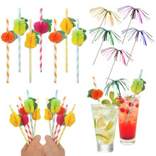 150pcs Reusable Cocktail Party Decorations Kit with Fruit Straws, Sticks and Drink Labels
