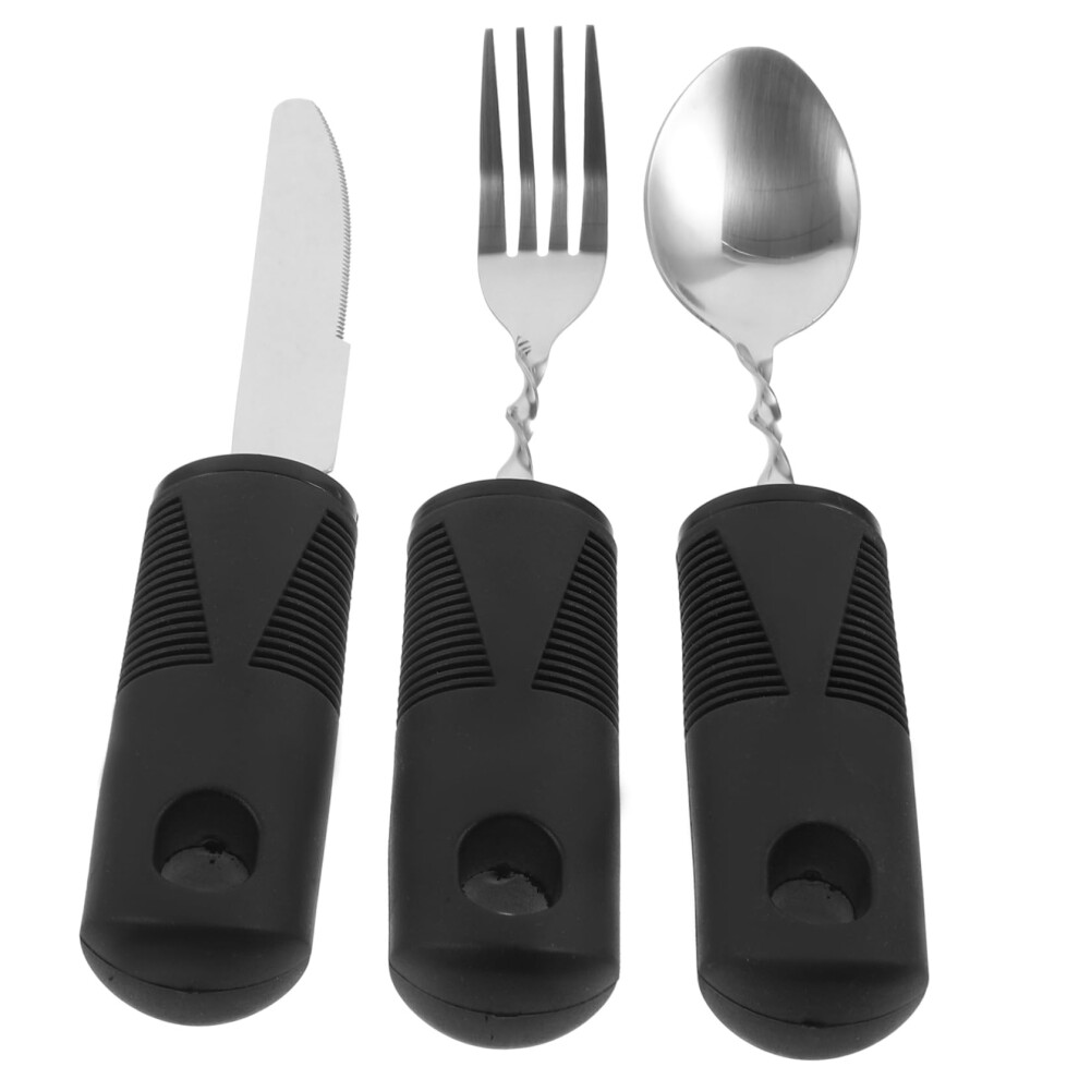 Adaptive Cutlery Set for Elderly with AntiShake Design, NonSlip Grip Stainless Steel Utensils
