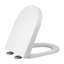 Soft Close D Shaped Toilet Seat with Quick Release, Adjustable Stainless Hinges, Universal Fit 16–18.9 in