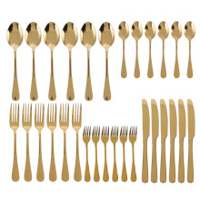 Spülmaschinenfestes Besteck, elegantes Tafelsilber, 30-teiliges Set goldener Edelstahllöffel, rostfreies und langlebiges Besteckset mit