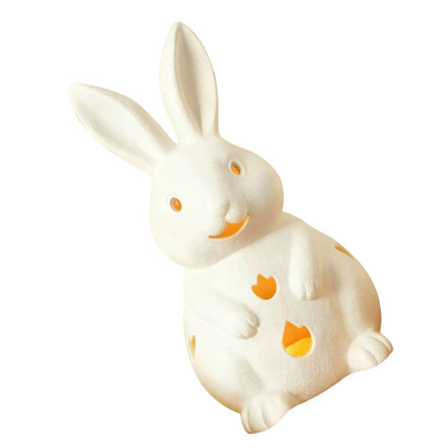 Delicate White Bunnies Statue-large size With electronic ligh