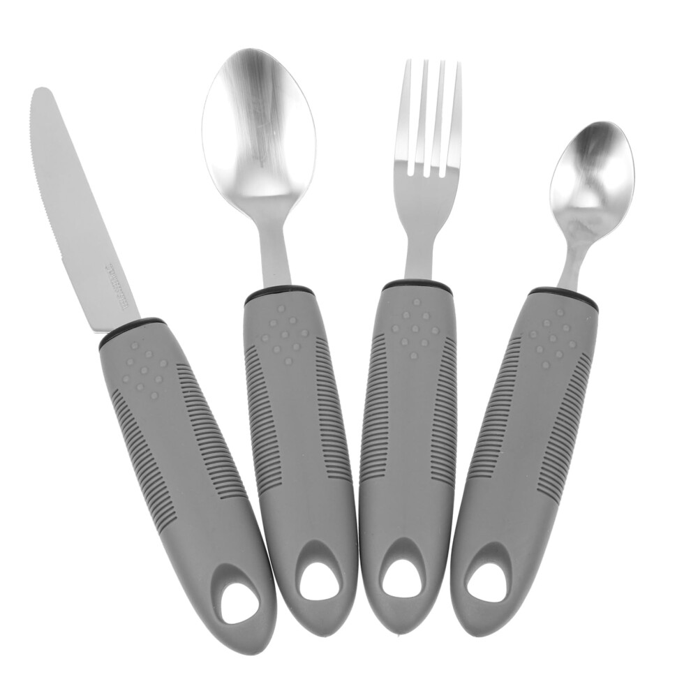 Ergonomic Adaptive Eating Utensils for Seniors and Disabled with OneHanded Use Design
