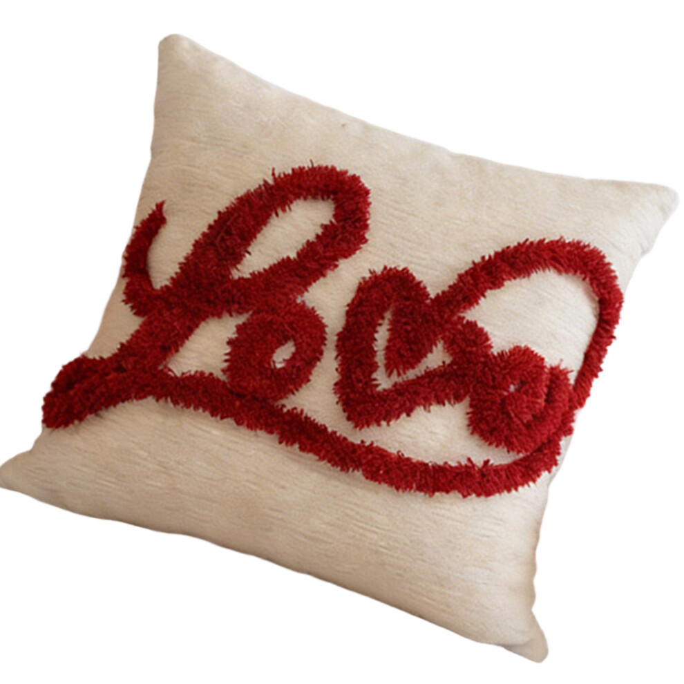 Love Letter Tufted Pillow Case 45X45cm Square Cushion- Burgundy