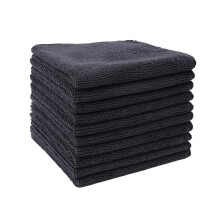 Microfiber Cleaning Cloths 12 Pack Black Dish Towels Strong Absorption Lint Kitchen Use