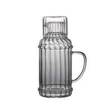Carafe à eau avec gobelet, carafe moderne en verre épais, élégant ensemble pour table de chevet, verseur anti-gouttes, idéale pour la chambre,