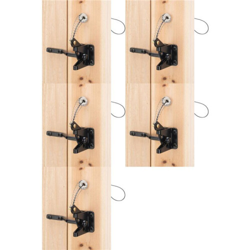 5X Self Locking Gate  for Wooden Fence Heavy Duty, Steel Spring Cable Pull String Gate Hardware Gate Lock