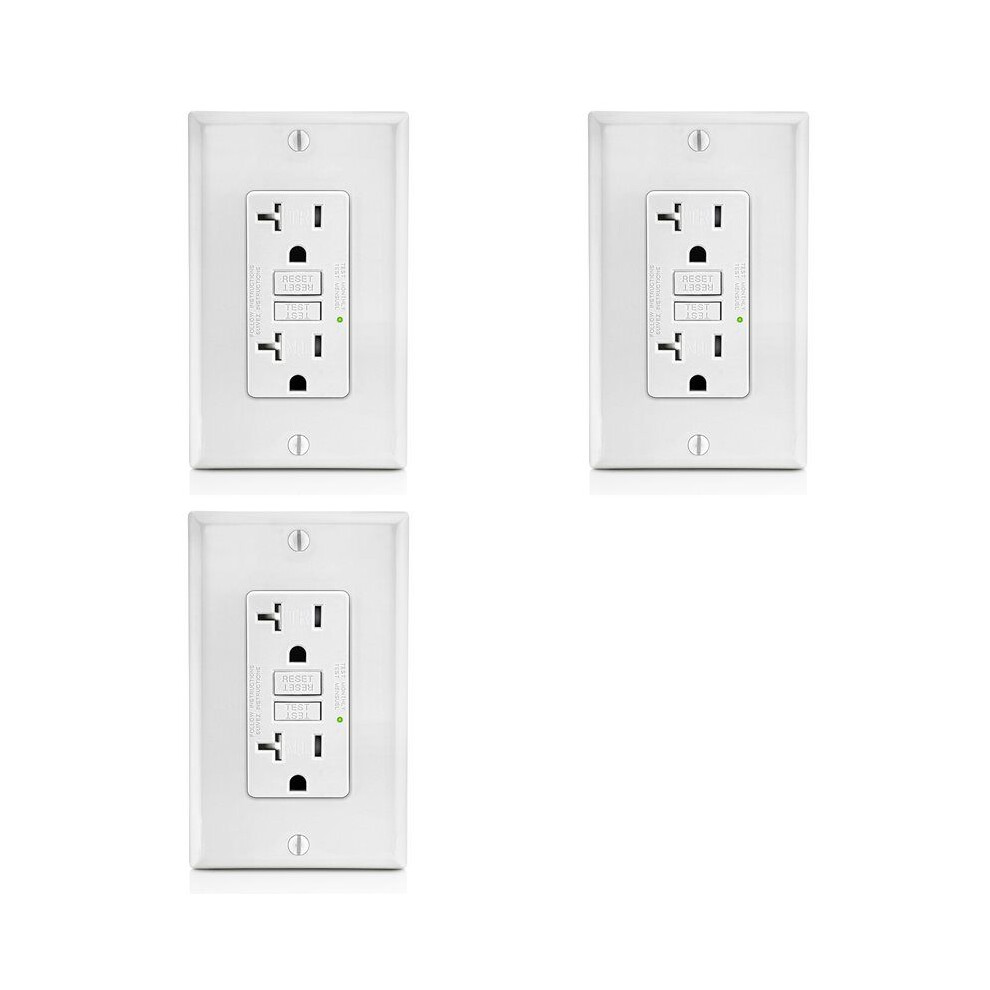 3X Gfci Outlet 20A, Gfi Electrical Receptacle With Led Indicator, 20A Tamper-Resistant Ground Fault Circuit Interrupter 4713147272945