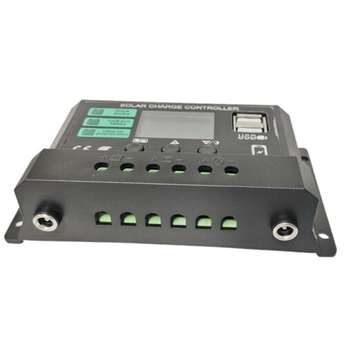 Solar Controller with  Hole 12V/24V 30A LCD Photovoltaic Charging Controller USB Charging Controller