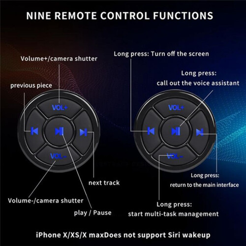 Wireless  5.0 Remote Controller Media Button Car Bike Steering Wheel Music  for IOS Android Phone Tablet 2